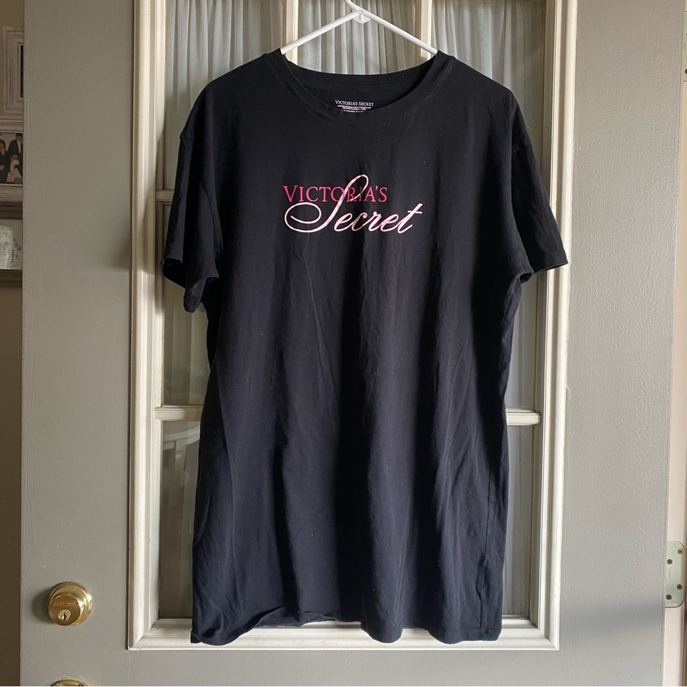 Victoria's Secret Black Logo Oversized Sleep Shirt with Pink Script